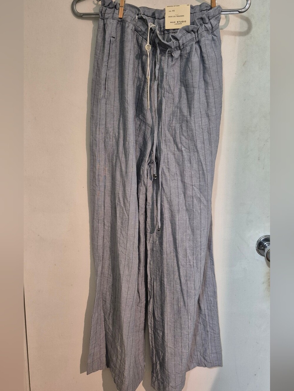 Max Studio Light Gray Striped Wide-Leg Pants Sz.XS NWT